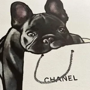 Stupell Industries Framed Canvas Wall Art - "Book Stack French Bulldog" By Amanda Greenwood